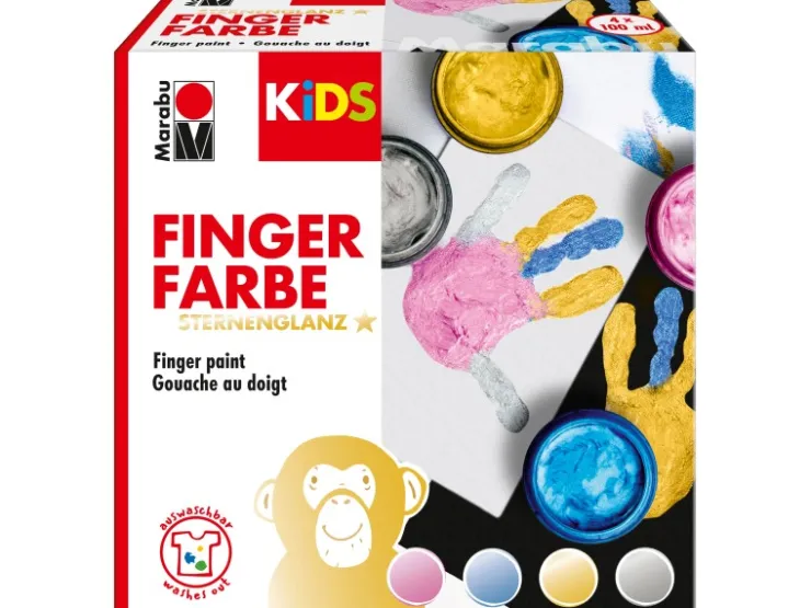 Marabu KiDS Fingerfarbe 4er Set 100 ml Sternenglanz* Bastelfarben