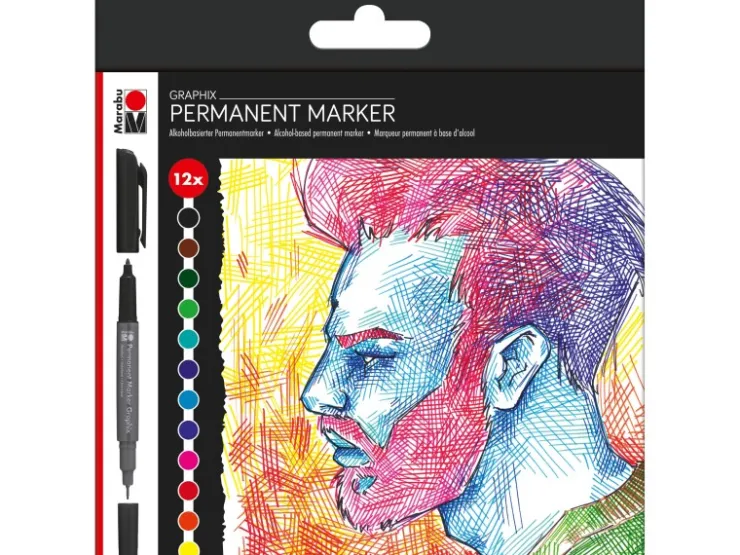 Marabu Permanent Marker Graphix Significant 12-fach Sortiert* Künstlerzubehör