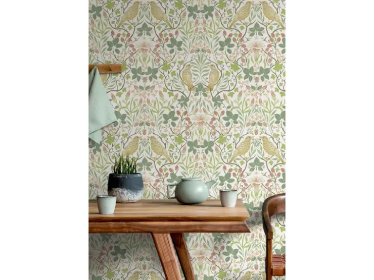 Marburg Vliestapete Blätter und Vögel Floral Modern 10,05 m x 0,53 m Weiß-Grün* Tapetenmuster