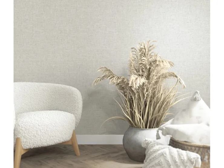 Marburg Vliestapete Textiloptik Einfarbig Modern 10,05 m x 0,53 m Weiß-Grau* Tapetenmuster