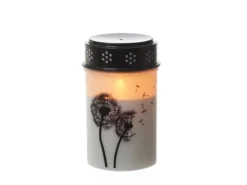 MARELIDA LED Grablicht Grabkerze Pusteblume Friedhof Trauer Gedenklicht 12cm Timer Weiß* Kerzen