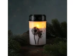 MARELIDA LED Grablicht Grabkerze Pusteblume Friedhof Trauer Gedenklicht 12cm Timer Weiß* Kerzen