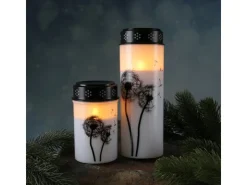 MARELIDA LED Grablicht Grabkerze Pusteblume Friedhof Trauer Gedenklicht 12cm Timer Weiß* Kerzen