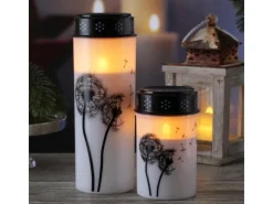MARELIDA LED Grablicht Grabkerze Pusteblume Friedhof Trauer Gedenklicht 12cm Timer Weiß* Kerzen