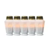MARELIDA LED Grablicht Grabkerze Grableuchte Orange Flackernd Timer H 15,5cm Weiß 5Stück