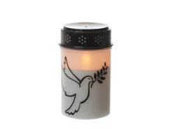 MARELIDA LED Grablicht Grabkerze Taube Friedhof Trauerlicht Gedenklicht 12cm Timer Weiß* Kerzen