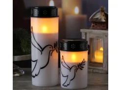MARELIDA LED Grablicht Grabkerze Taube Friedhof Trauerlicht Gedenklicht 12cm Timer Weiß* Kerzen