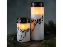 MARELIDA LED Grablicht Grabkerze Taube Friedhof Trauerlicht Gedenklicht 12cm Timer Weiß* Kerzen