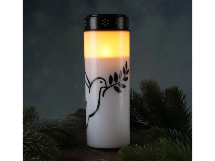 MARELIDA LED Grablichter Grabkerzen Taube Friedhof Trauerlicht Gedenklicht 21cm 2er Set