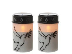 MARELIDA LED Grablichter Grabkerzen Taube Friedhof Trauerlicht Gedenklicht 12cm 2er Set* Kerzen