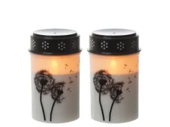 MARELIDA LED Grablichter Grabkerzen Pusteblume Friedhof Trauer Gedenklicht 12cm 2er Set* Kerzen