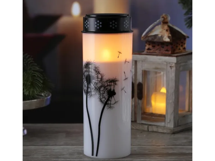 MARELIDA LED Grablichter Grabkerzen Pusteblume Friedhof Trauer Gedenklicht 21cm 2er Set* Kerzen