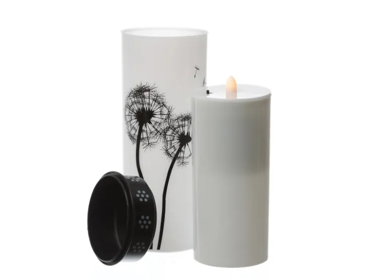 MARELIDA LED Grablichter Grabkerzen Pusteblume Friedhof Trauer Gedenklicht 21cm 2er Set* Kerzen