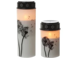 MARELIDA LED Grablichter Grabkerzen Pusteblume Friedhof Trauer Gedenklicht Timer 2er Set* Kerzen