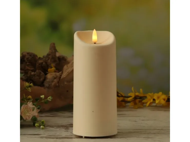 MARELIDA LED Kerze Für Außen Garten Balkon Flackernd Timer H 17,5cm D 7,5cm Creme* Kerzen