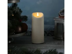 MARELIDA LED Kerze Für Außen Garten Balkon Flackernd Timer H 17,5cm D 7,5cm Creme* Kerzen