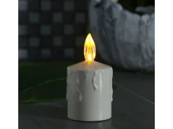 MARELIDA LED Kerze Grabkerze Grablicht Für Laternen H 11,5cm Lichtsensor Bis 500h Beige