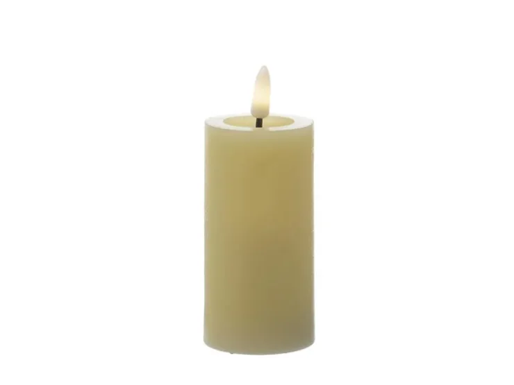 MARELIDA LED Kerze LINA Rustik Optik Echtwachs Flackernde 3D Flamme Timer H 12,5cm Creme* Laternen