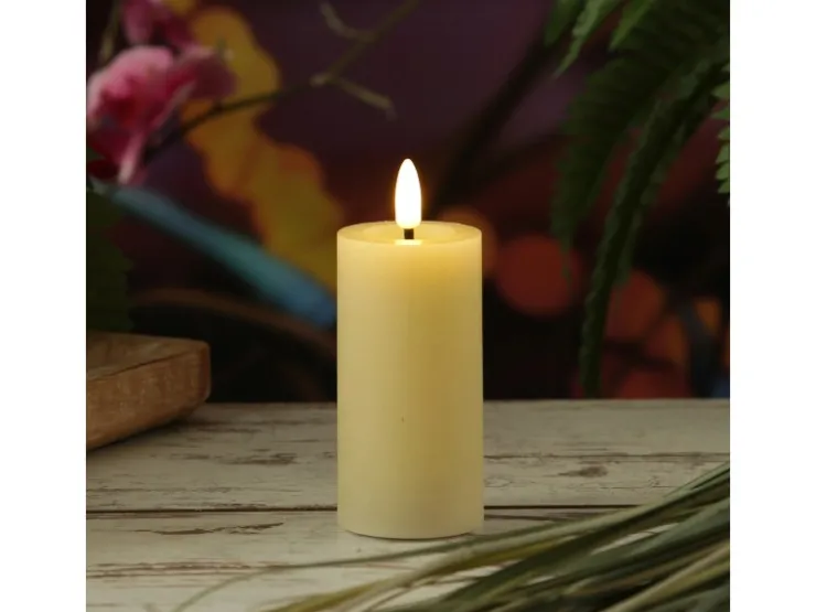 MARELIDA LED Kerze LINA Rustik Optik Echtwachs Flackernde 3D Flamme Timer H 12,5cm Creme* Laternen