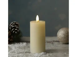 MARELIDA LED Kerze LINA Rustik Optik Echtwachs Flackernde 3D Flamme Timer H 12,5cm Creme* Laternen
