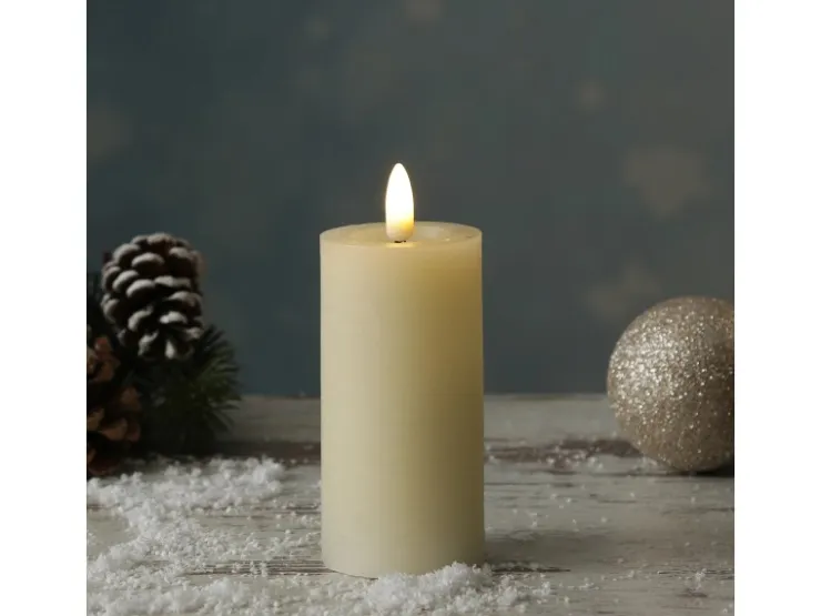 MARELIDA LED Kerze LINA Rustik Optik Echtwachs Flackernde 3D Flamme Timer H 12,5cm Creme* Laternen