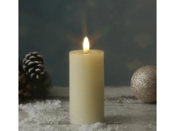 MARELIDA LED Kerze LINA Rustik Optik Echtwachs Flackernde 3D Flamme Timer H 12,5cm Creme* Laternen