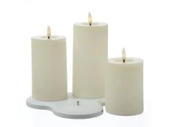 MARELIDA LED Kerzenset LISA Rustik Optik Echtwachskerzen Wiederaufladbar Creme 3er Set* Kerzen