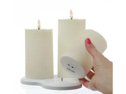 MARELIDA LED Kerzenset LISA Rustik Optik Echtwachskerzen Wiederaufladbar Creme 3er Set* Kerzen