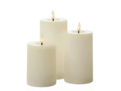 MARELIDA LED Kerzenset LISA Rustik Optik Echtwachskerzen Wiederaufladbar Creme 3er Set* Kerzen