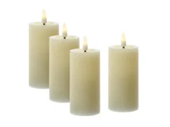 MARELIDA LED Kerzenset LINA Rustik Optik Für Adventskranz H 12,5cm Timer Creme 4er Set