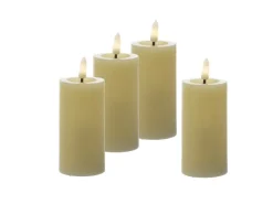 MARELIDA LED Kerzenset LINA Rustik Optik Für Adventskranz H 12,5cm Timer Creme 4er Set