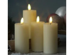 MARELIDA LED Kerzenset LINA Rustik Optik Für Adventskranz H 12,5cm Timer Creme 4er Set