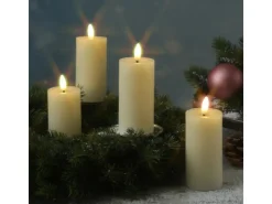 MARELIDA LED Kerzenset LINA Rustik Optik Für Adventskranz H 12,5cm Timer Creme 4er Set