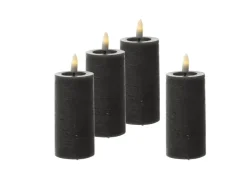 MARELIDA LED Kerzenset LINA Rustik Optik Für Adventskranz H 12,5cm Timer Grau 4er Set* Kerzen