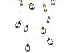 MARELIDA LED Lichterkette Mini Laternen Dekogirlande 10 Schwarze Sturmlaternen L 1,8m