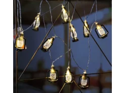 MARELIDA LED Lichterkette Mini Laternen Dekogirlande 10 Schwarze Sturmlaternen L 1,8m
