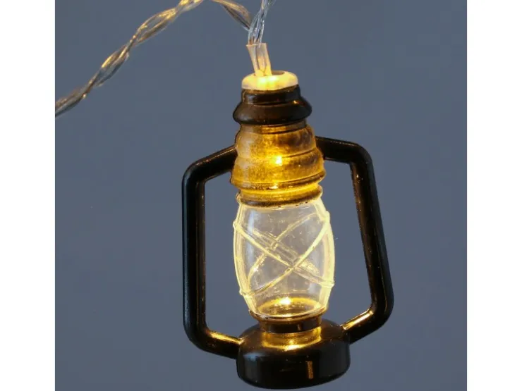 MARELIDA LED Lichterkette Mini Laternen Dekogirlande 10 Schwarze Sturmlaternen L 1,8m