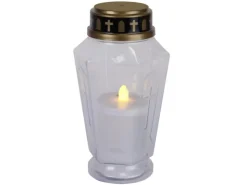 MARELIDA LED Novenkerze Serene Grabkerze Grablicht Für Grableuchte Flackernd 1000h Weiß