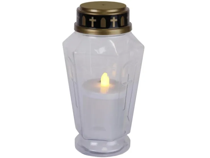MARELIDA LED Novenkerze Serene Grabkerze Grablicht Für Grableuchte Flackernd 1000h Weiß