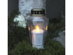 MARELIDA LED Novenkerze Serene Grabkerze Grablicht Für Grableuchte Flackernd 1000h Weiß