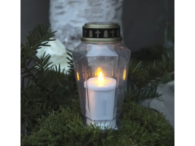 MARELIDA LED Novenkerze Serene Grabkerze Grablicht Für Grableuchte Flackernd 1000h Weiß