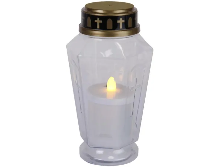 MARELIDA LED Novenkerze Serene Grabkerze Grablicht Für Grableuchte Flackernd 1000h Weiß