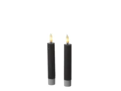 MARELIDA LED Stabkerzen Tafelkerzen Spitzkerzen Echtwachs Rustik Optik H 14cm Grau 2St* Kerzen