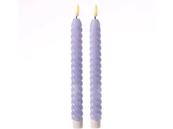 MARELIDA LED Stabkerzen Twist Tafelkerzen Gedreht Echtwachs Flackernd 25cm Flieder 2St* Kerzen