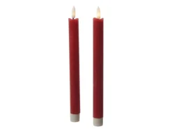 MARELIDA LED Stabkerzen Tafelkerzen Spitzkerzen Echtwachs Rustik Optik H 24,5cm Rot 2St