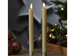 MARELIDA LED Stabkerzen Tafelkerzen Spitzkerzen Echtwachs Rustik Optik H 24cm Creme 2St