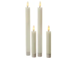 MARELIDA LED Stabkerzen Tafelkerzen Spitzkerzen Echtwachs Rustik Optik H 24cm Creme 2St