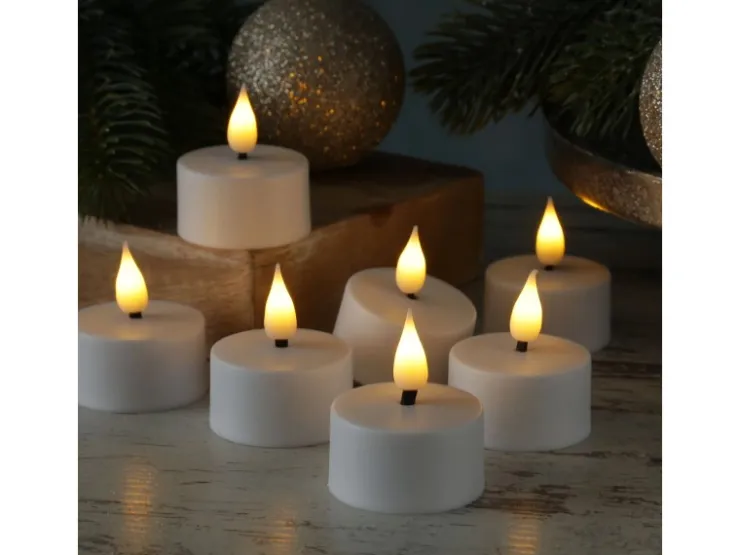 MARELIDA LED Teelichter 4 Stück Mit Ladestation USB Wiederaufladbar D 4cm Flackernd Weiß* Kerzen