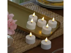 MARELIDA LED Teelichter 4 Stück Mit Ladestation USB Wiederaufladbar D 4cm Flackernd Weiß* Kerzen