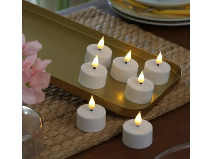 MARELIDA LED Teelichter 4 Stück Mit Ladestation USB Wiederaufladbar D 4cm Flackernd Weiß* Kerzen